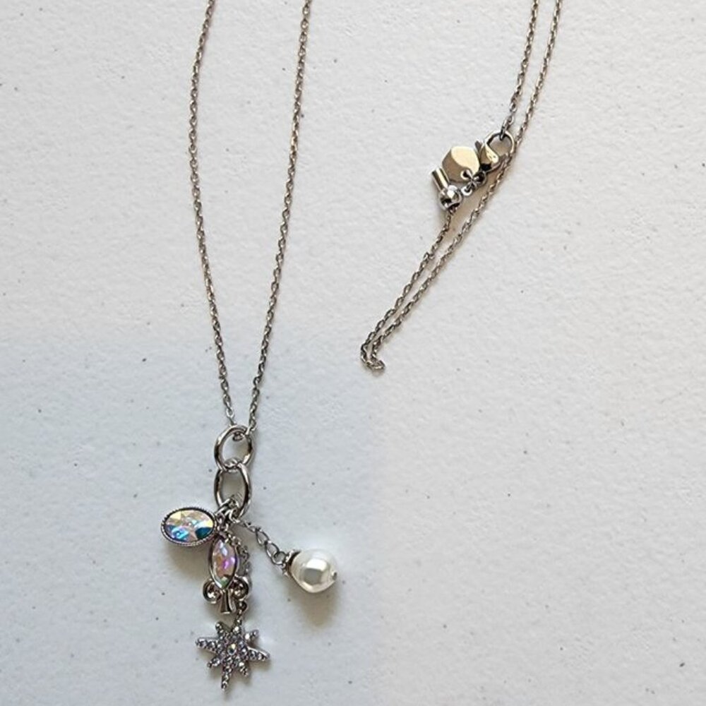 Touchstone AB and Pearl Silver Necklace